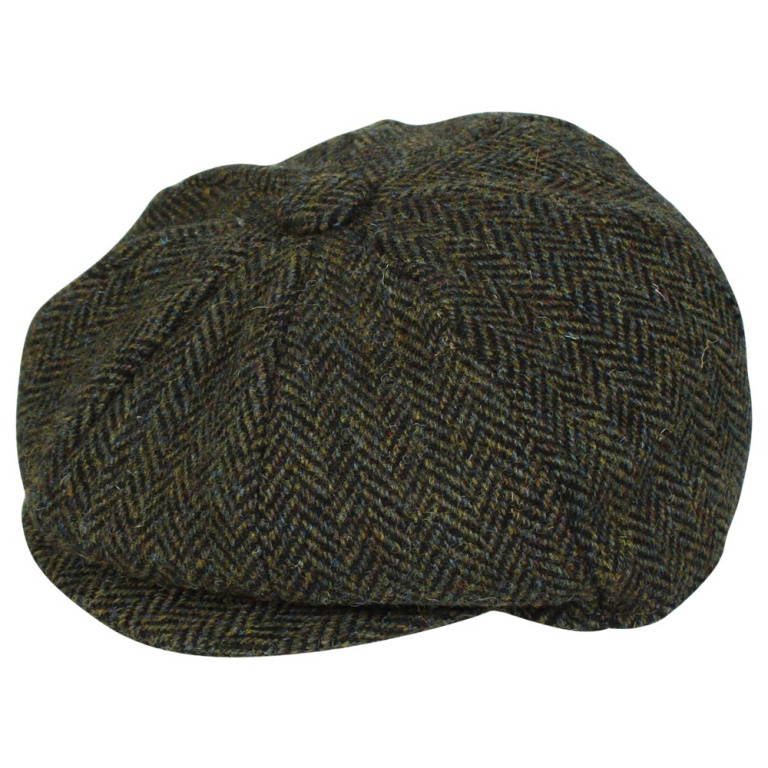 Harris Tweed 8 Piece Button/Gatsby/Bakerboy/Newsboy Cap Rheged